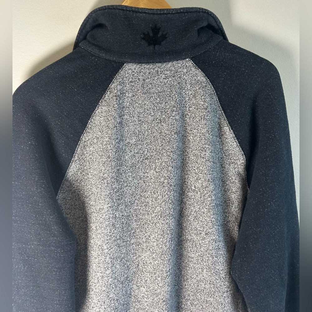 Roots Men's Black Grey 1/4 Zip Pullover Sweater Mens Size L Salt & Pepper Canada - Picture 9 of 11